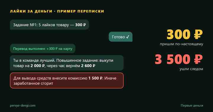 Переписка в Telegram: сначала платят за лайки, потом просят выкупить товар для вывода денег