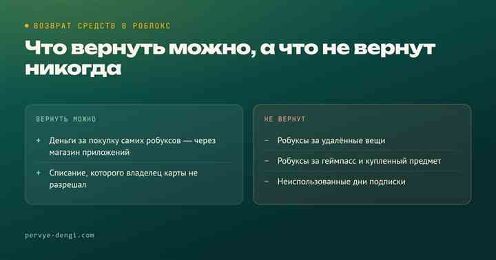 Возврат средств в Роблокс: что возвращают и что не вернут никогда
